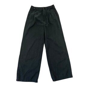 Madewell Linen Blend Wide-Leg Pleated Front High-Rise Trouser Pants Black size 2